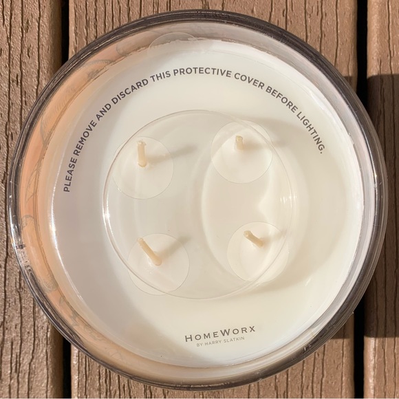🆕CINNAMON PEACH LATTE HARRY SLATKIN HOMEWORX 4 WICK 18oz CANDLE NWTS! - Picture 2 of 5